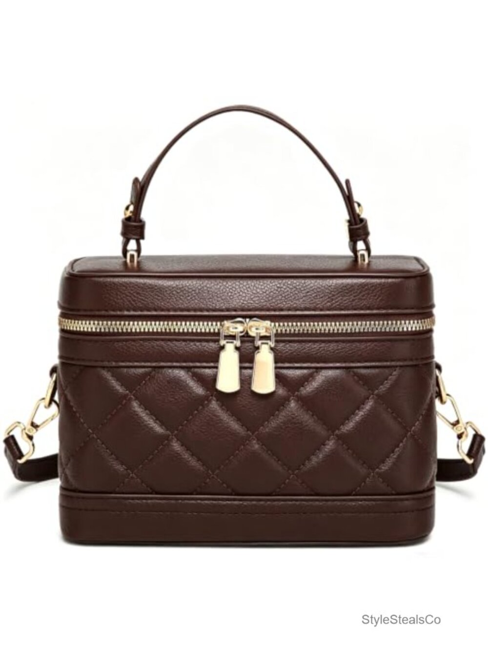 Small Quilted PU Leather Crossbody Bag Mini Square Vanity Purse